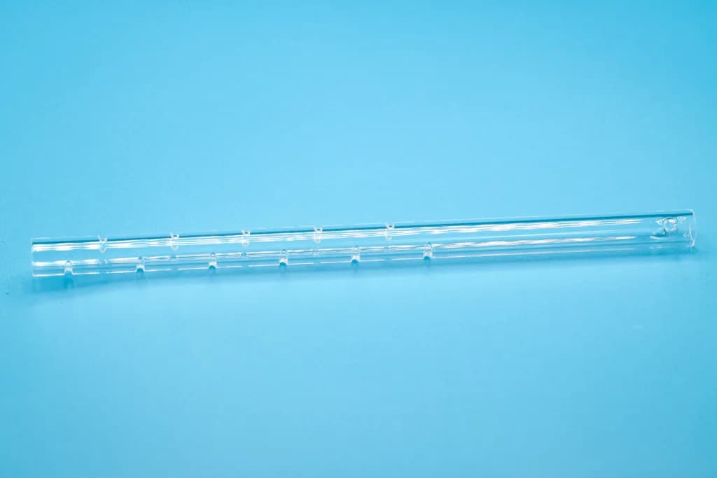 Quartz crucible with 11 slots, length 230 x 13 x  9 mm
