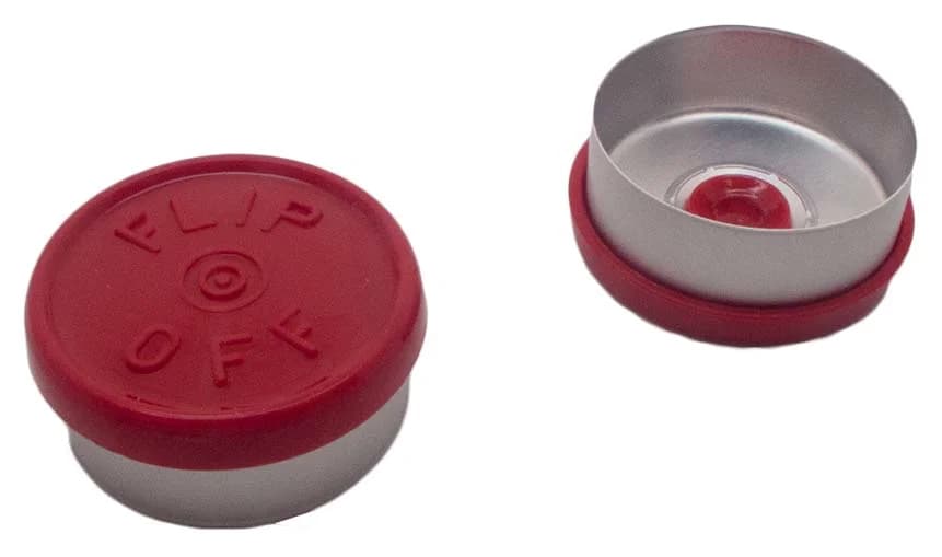 32 mm flip-off cap, red, centre tear-off