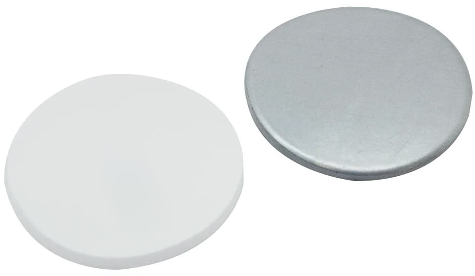 17mm Septa for magnetic Screw Cap ND18,1.3mm, 50°shore A, Silicone white/Aluminum foil silver