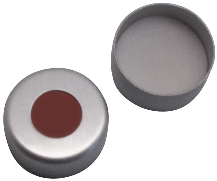 Aluminum Cap clear lacquered, 4mm centre hole,1mm, 45°shore A, RedRubber / PTFE