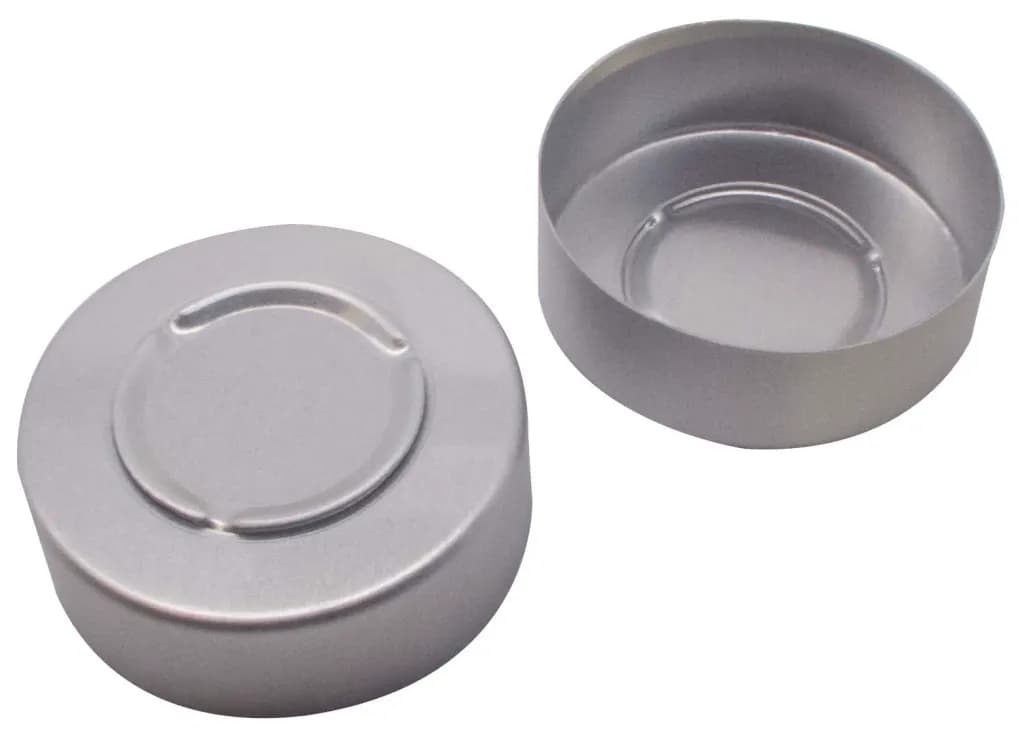32mm Aluminium Crimp Cap, clear lacquered, Centre Tear-Off with flap