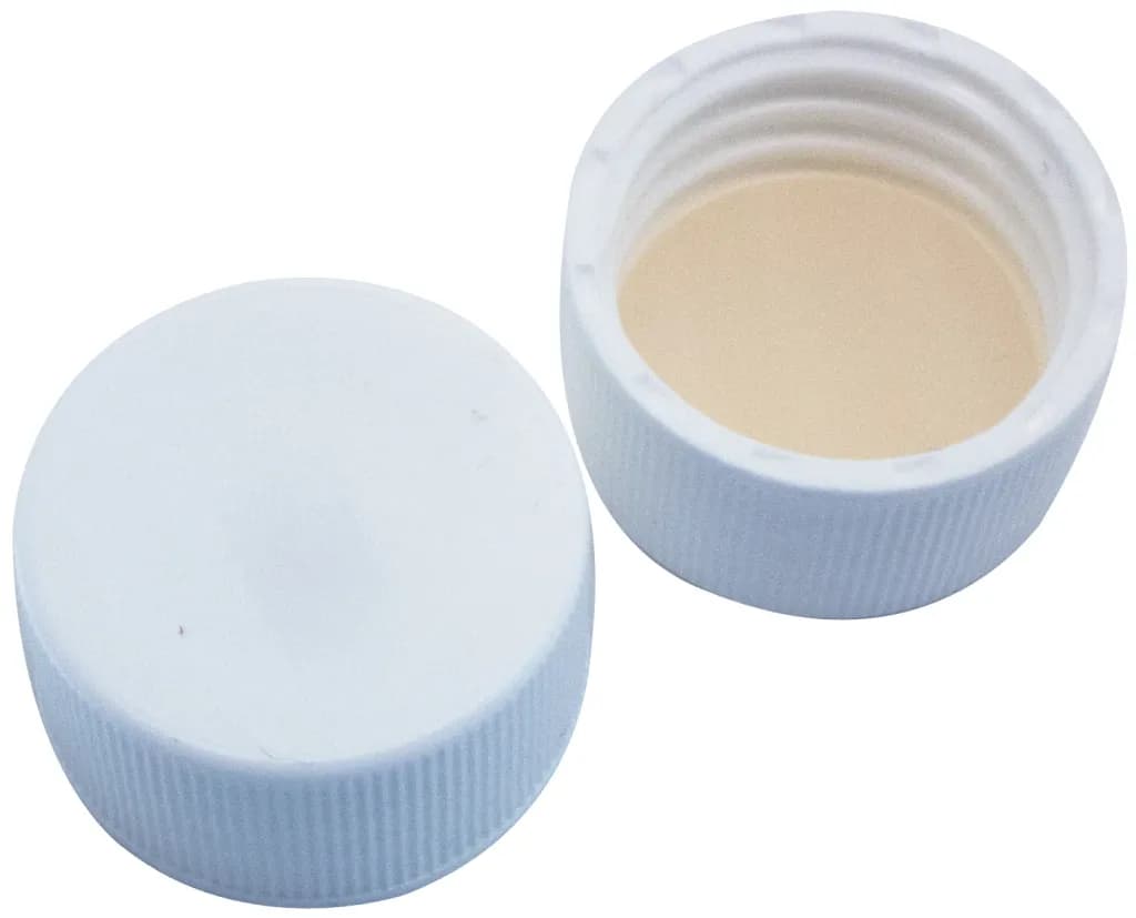 24mm PP Screw Cap white, closed top Silicone natural/PTFE beige, UltraBond