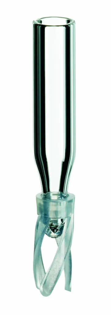 0.25ml Micro-Insert, 29 x 5.7 mm, clear glass, with attached Plastic Spring