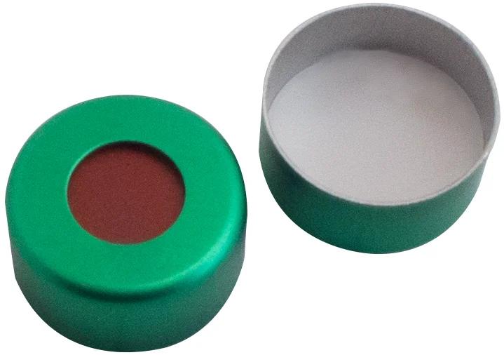 Alu Cap green lacquered, 5.5mm centre hoel, RedRubber/PTFE beige, 45°shore A, 1.3mm