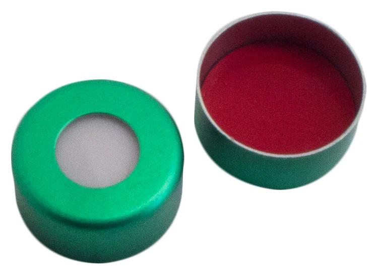 UltraClean Aluminium-Bördelkappe grün, Silikon weiß / PTFE rot, 1,3 mm