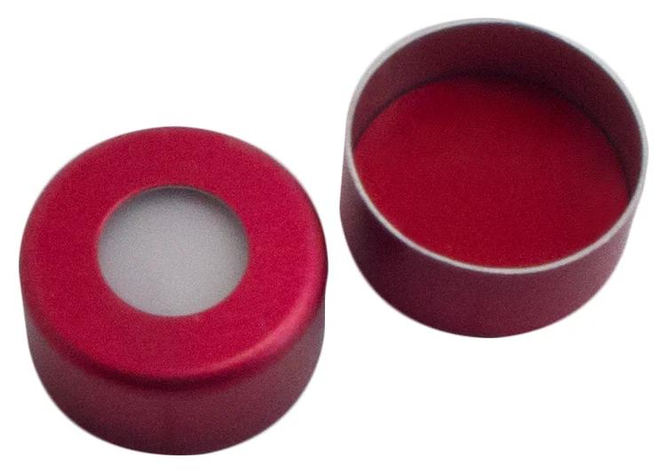 Alu Kappe rot lackiert,5.5mm Loch, Silicon weiß/PTFE rot UltraClean,45°shore A,1.3mm