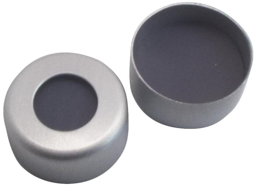 11mm Aluminium Bördelkappe, mit Loch, PTFE grau/Buthyl rot/PTFE grau, 1,3 mm