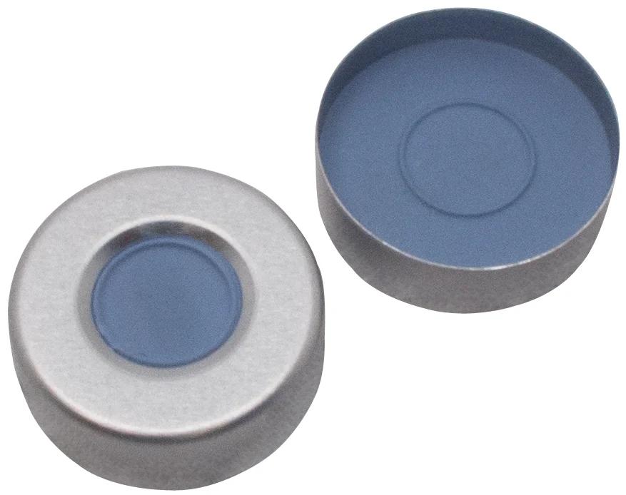 20 mm Aluminium Bördelkappe, walzblank  10 mm Loch, 55° shore A, 3 mm Formscheibe Butyl dunkelgrau