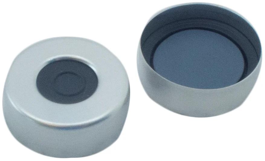 Aluminium-Bördelkappe, walzblank, 10 mm Loch Pharma-Fix-Scheibe, 50° shore A, 3,0 mm