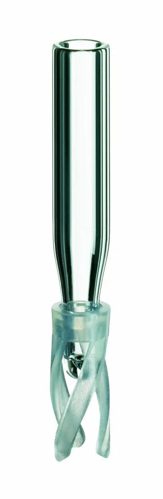 0.1mL Micro-Insert, 29 x 5 mm, clear glass, 1st. hydrolytic class, with assembled plastic spring