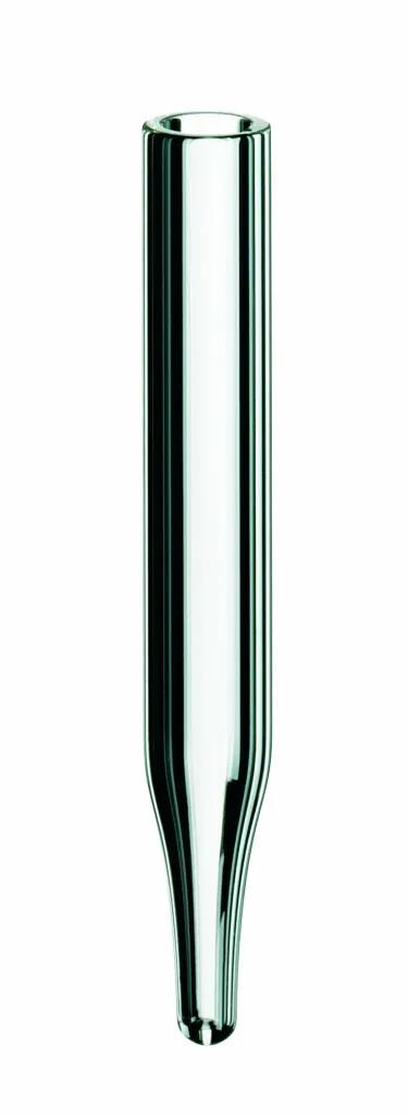 0,1 ml Mikroeinsatz, 34 x 5mm, Klarglas 1. Hydrolytische Klasse, 13 mm Spitze