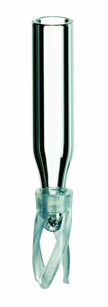 0,25 ml Mikroeinsatz, 29 x 5,7 mm, Klarglas, mit Polymerfuß, 1. hydrolytische Klasse