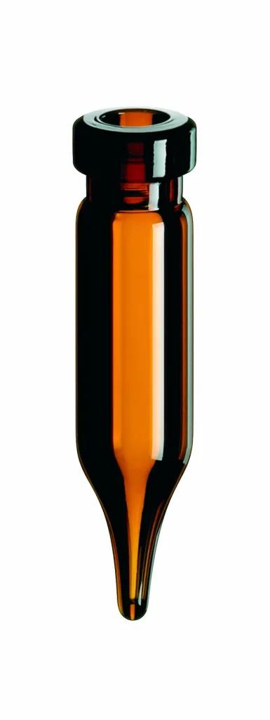 0.4ml Mikroflasche,30 x 7 mm,Braunglas, 1. hydrol. Klasse,konisch