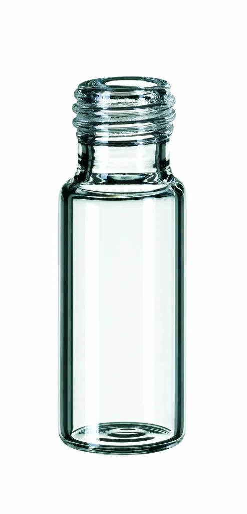 1,5 ml ND9 Kurzgewindeflasche, 32 x 11,6 mm, Klarglas, 1. hydrolytische Klasse, weite Öffnung