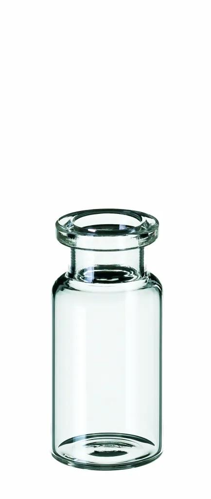 10 ml HS-Flasche 46x 22,5 mm, Klarglas 1. hydrolytische Klasse DIN-Rollrand, flacher Boden