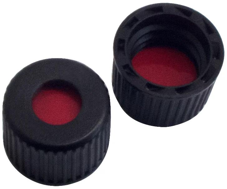 ND8 PP-Schraubkappe, schwarz, 5,5 mm Loch PTFE rot / Silikon weiß / PTFE rot 1,0 mm