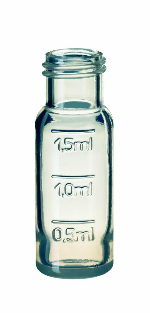 1,5 ml PP-Kurzgewindeflasche  ND9 32 x 11,6 mm, transparent mit Füllmarkierung