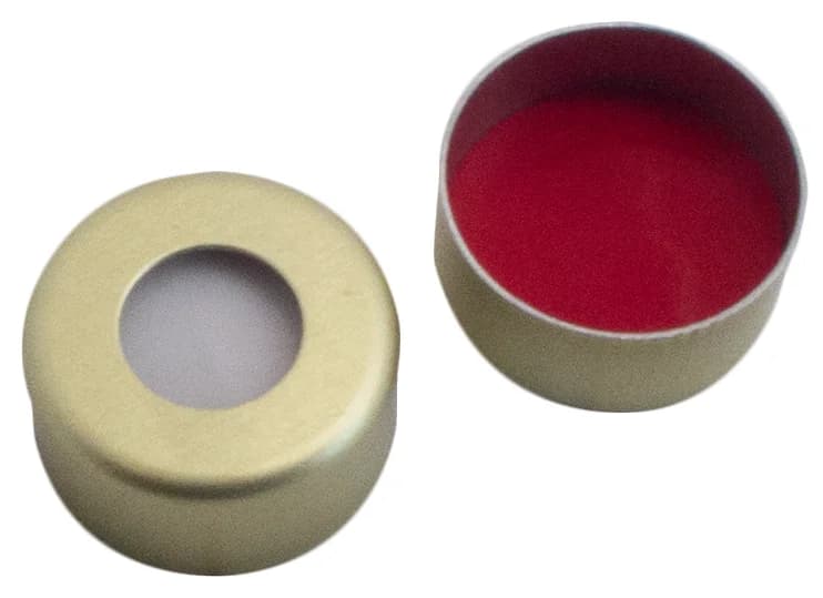 Alu Cap gold lacquered,5.5mm centre hole, 1.3mm, 45°shore A, silicone white/PTFE red UltraClean