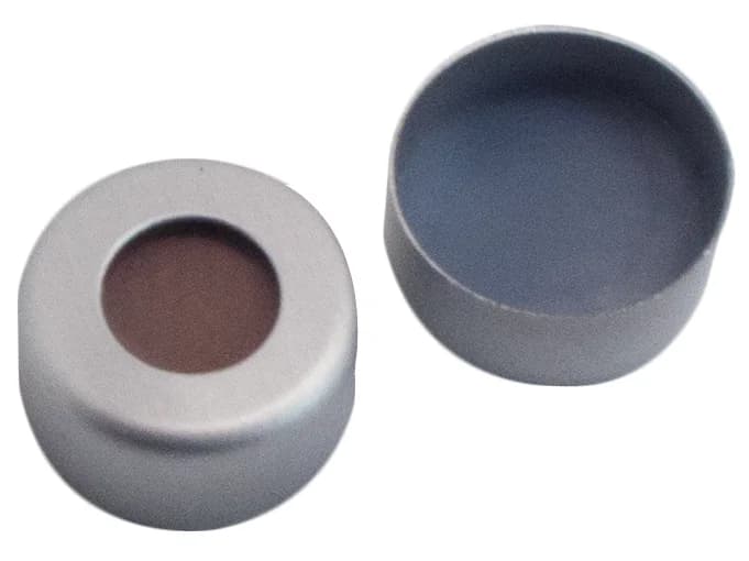 Alu. Cap clear lacquered, 5.5 mm centre hole,Butyl red/PTFE grey,55°shore A, 1.3 mm
