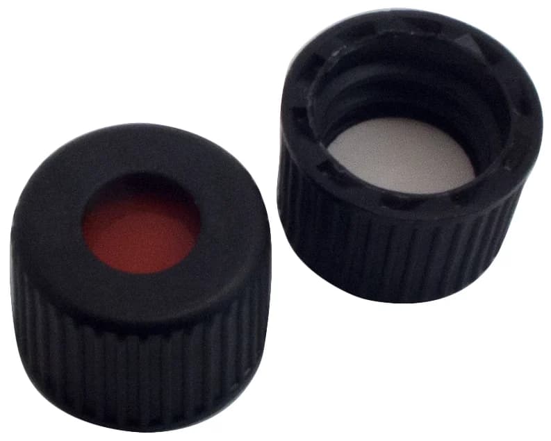 PP-Screw cap, ND8 black, 5.5 mm, RedRubber / PTFE beige, 45 °shore, 1.3 mm